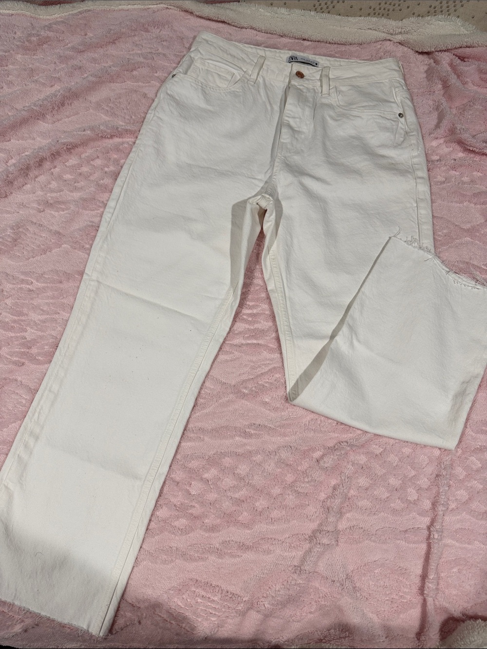 Zara Cream Straight-Leg Women's Jeans